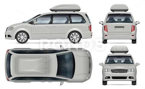 Minivan Vector Mockup Isolated Vehicle Template Side Front Back Top