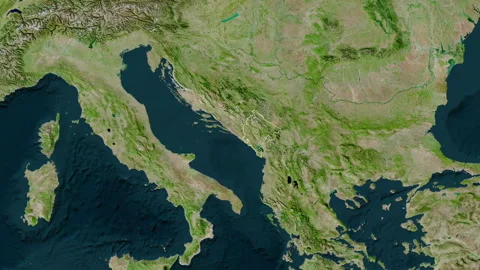 Montenegro Map Glide Border Satellit Stock Video Pond