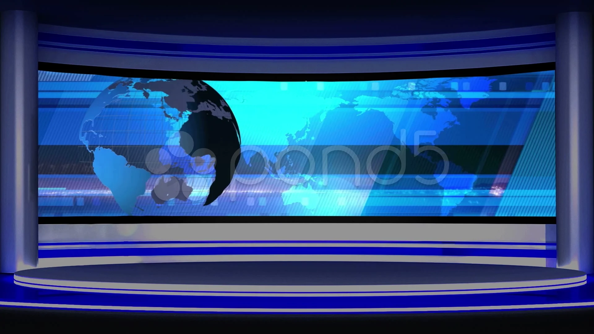 News TV Studio Set 14 Virtual Green Screen Background Loop