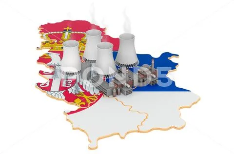 Nuclear Power Stations In Serbia 3D Rendering Clip Art 124900851