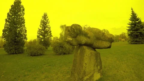 Nude Woman Soviet Sculpture Stock Video Pond