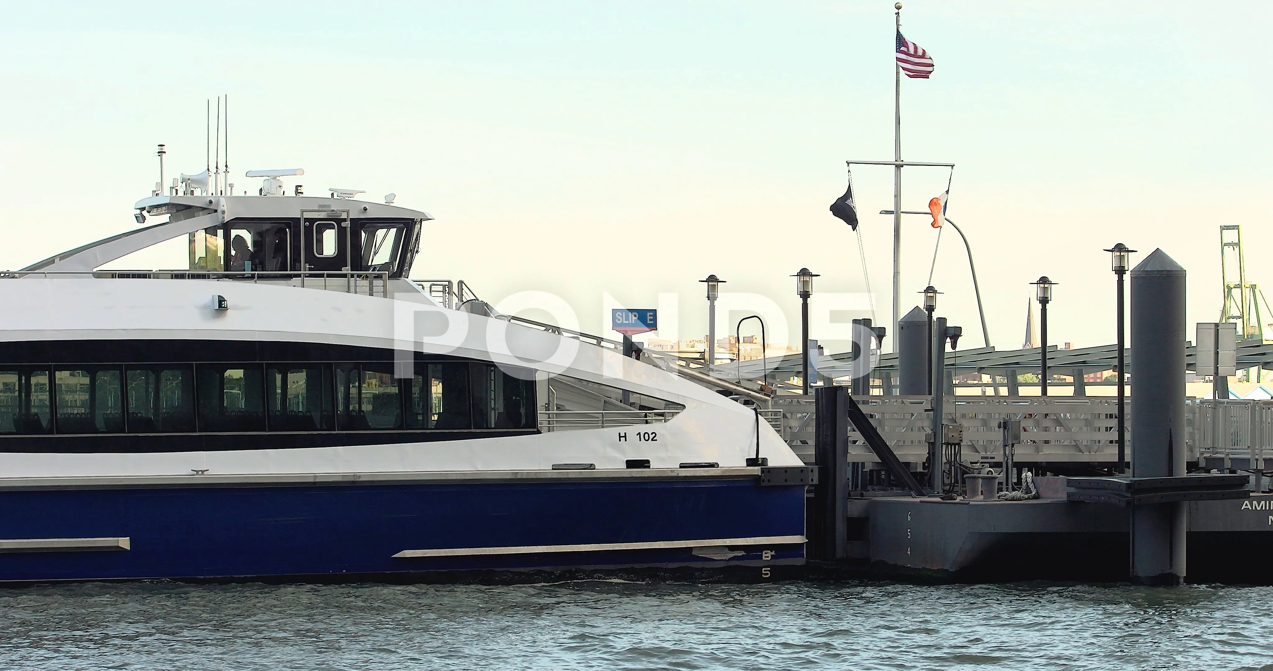 video: ny waterway passenger ferry boat docked on hudson river