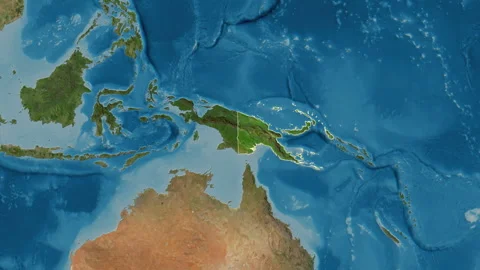 Papua New Guinea Map Glide Border Sa Stock Video Pond