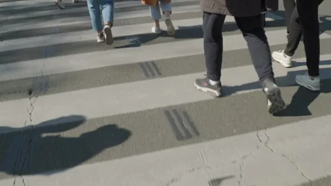 Pedestrians Crossing Street At Zebra Str Stock Video Pond