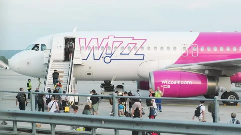 People Climb Stairs To Board Passenger A Stock Video Pond