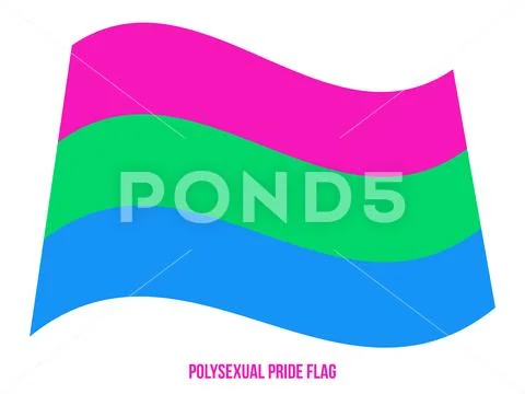 Polysexual Pride Flag Waving Vector Illustration Designed With Correct