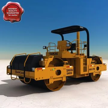 Sakai SW850 Vibratory Asphalt Roller 3D Model 91436416