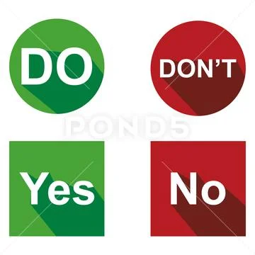 Set Of Do And Don T Yes Or No Vector Illustration Button Choice