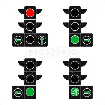 Set Of Traffic Lights Isolated On White Background Clip Art