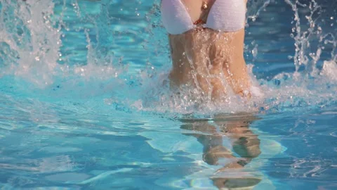 Sexy Girl In Bikini Has Fun In The Swimm Stock Video Pond5