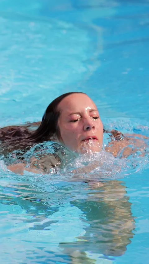 Sexy Girl In Bikini Has Fun In The Swimm Stock Video Pond