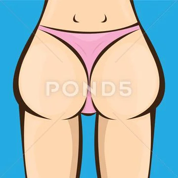 Sexy Woman Big Booty Vector Girl In A Pink Bikini Clip Art