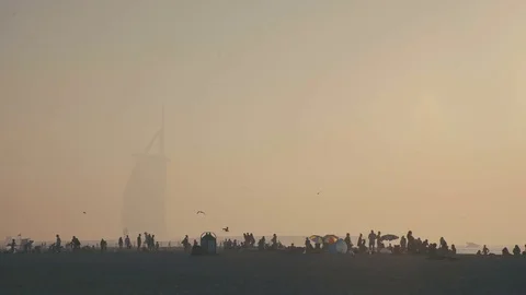 Silhouette Of The Burj Al Arab Hotel In Stock Video Pond