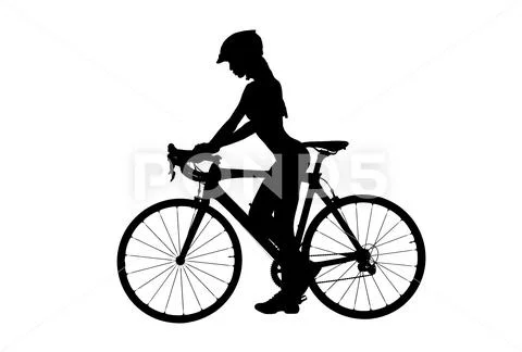 Silhouette Of A Naked Woman With A Bicycle Premium Photo