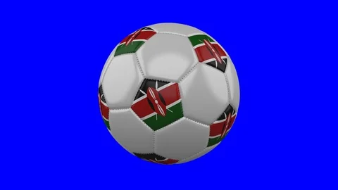 Soccer Ball With Kenya Flag On Blue Chro Stock Video Pond5