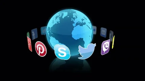 Social Media Icons And Logos Spinning A Stock Video Pond