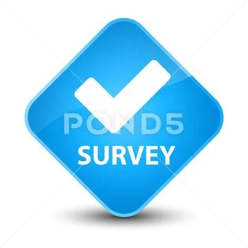 Survey Validate Icon Elegant Cyan Blue Diamond Button Graphic 84356281