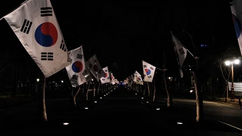 Symmetrically Waving Korean Flags In The Stock Video Pond5