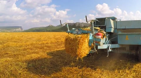 Tractor Baler Discharging Fresh Bale Dur Stock Video Pond5