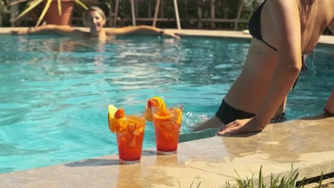 Two Girls In A Bikini At The Pool Stock Video Pond