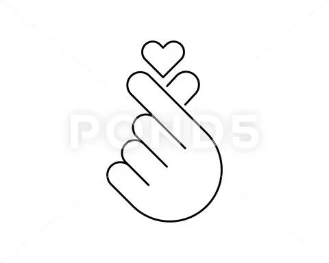 Vector Illustration Korean Symbol Hand Heart A Message Of Love Hand