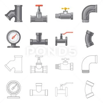 Vector Illustration Of Pipe And Tube Sign Collection Of Pipe And