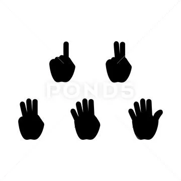 Vector Set Of Hand Gestures Black Silhouette Of Human Hands Isolated