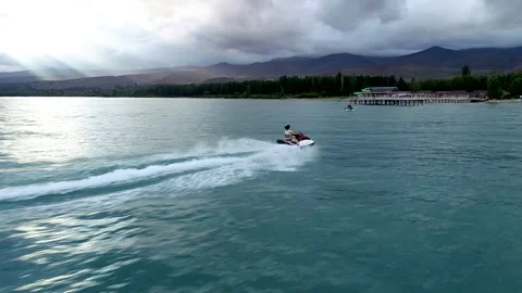 Woman Riding Jet Ski In The Lake Stock Video Pond