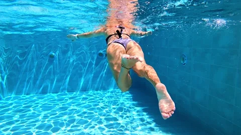 Bikini Underwater Pool Stock Video Footage Royalty Free Bikini