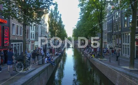 Crowded streets in the red light district, Amsterdam / Netherlands
