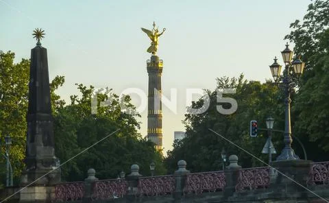 Victory column with bridge around evening light, Berlin/Germany