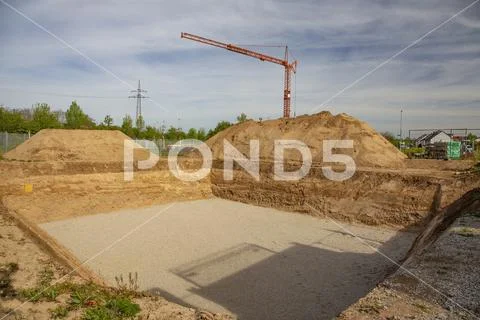 Construction sites in a new development area in Germany