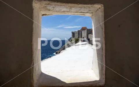 View through the city wall of Dubrovnik, Croatia