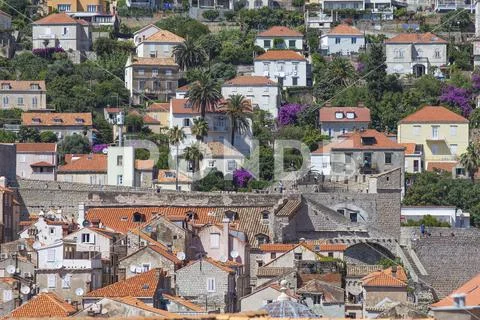 Apartment houses with gardens in Dubrovnik, Croatia