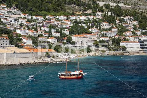 Excursion boat in the bay of Dubrovnik, Croatia