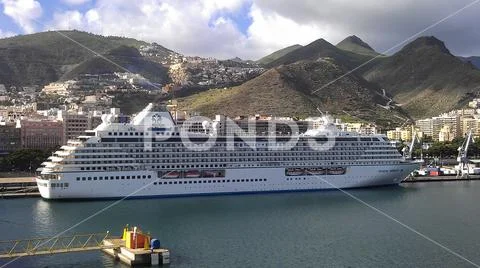 Cruise ship Crystal Serenity in the port of Arrecife, Lanzarote