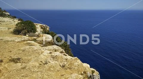 Cliff and vegetation on the Mediterranean Sea, Formenterra / Spain