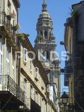 View of the Santiago de Compostella cathedral, Spain