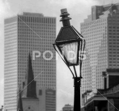 Sad street lamp in downtown New Orleans