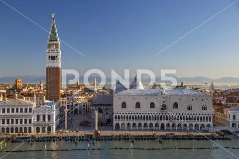 Doge's Palace and campanile of St. Marks in Venice, Italy