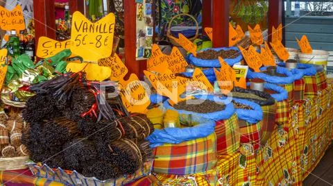 Caribbean spice market in the port of Antigua and Barbuda