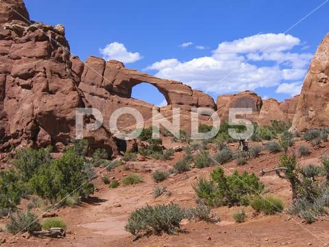 Natural sandstone arch in Arches National Park
