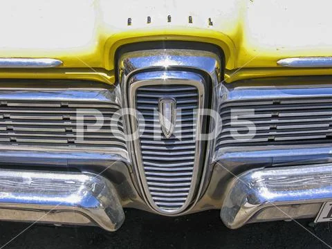 Front of a vintage Ford Edsel car in Seligman, Arizona