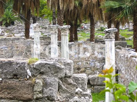 Greek columns in archaeological site
