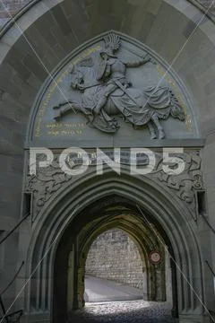 Entrance gate to Hohenzollern Castle with wall relief
