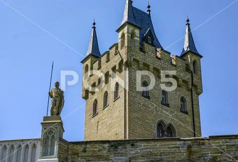 Knight statue on the castle wall of Hohenzollern Castle