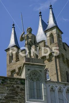 Knight statue on the castle wall of Hohenzollern Castle
