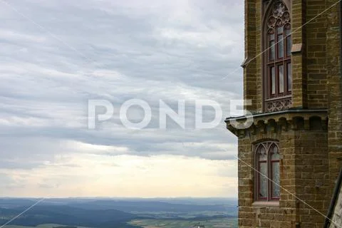 Castle window with a view of the valley