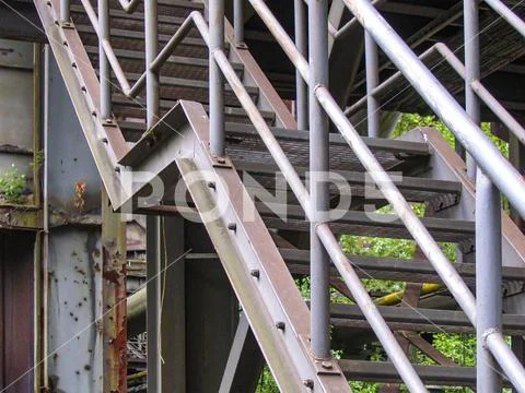 Steel stairs, stairs, staircase, railing, iron, rusty, rusted, old, historical, industry, industrial park, industrial area, industrial plant, closed, abandoned, lost places, rust, nature, weathered