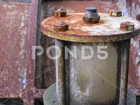Pipe flange in the disused industrial area